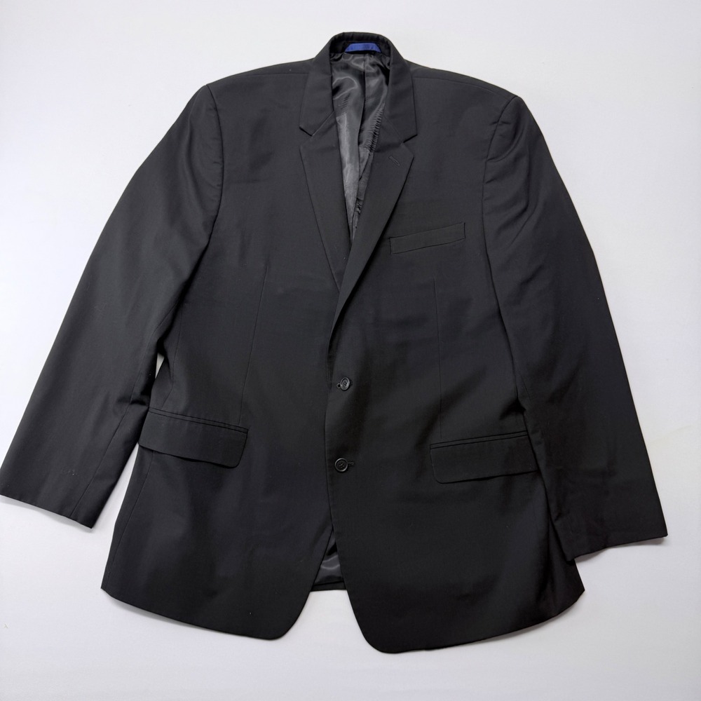 Alfani Mens 46L Black Wool Blend Two Button Blazer Suit Jacket RN 90736